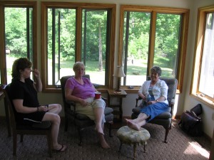 With Barb and Diane relaxing at the cabin