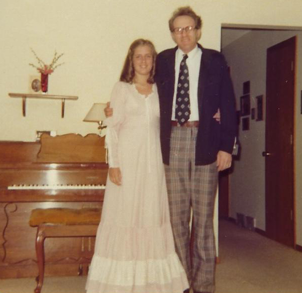 Julie Saffrin with her father, Don Trewartha, Prom Day May 21, 1976