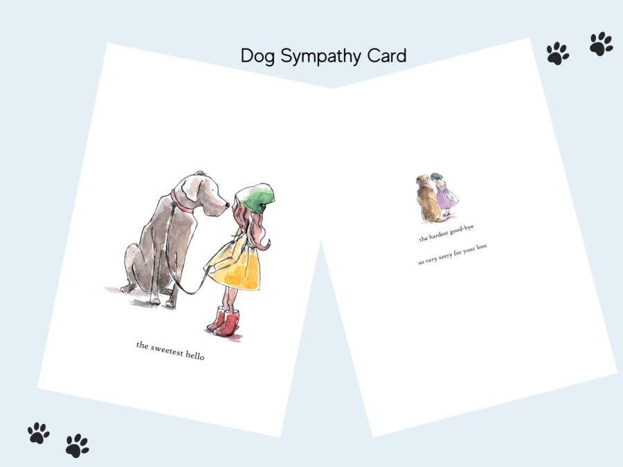 Dog Sympathy Card of girl and dog