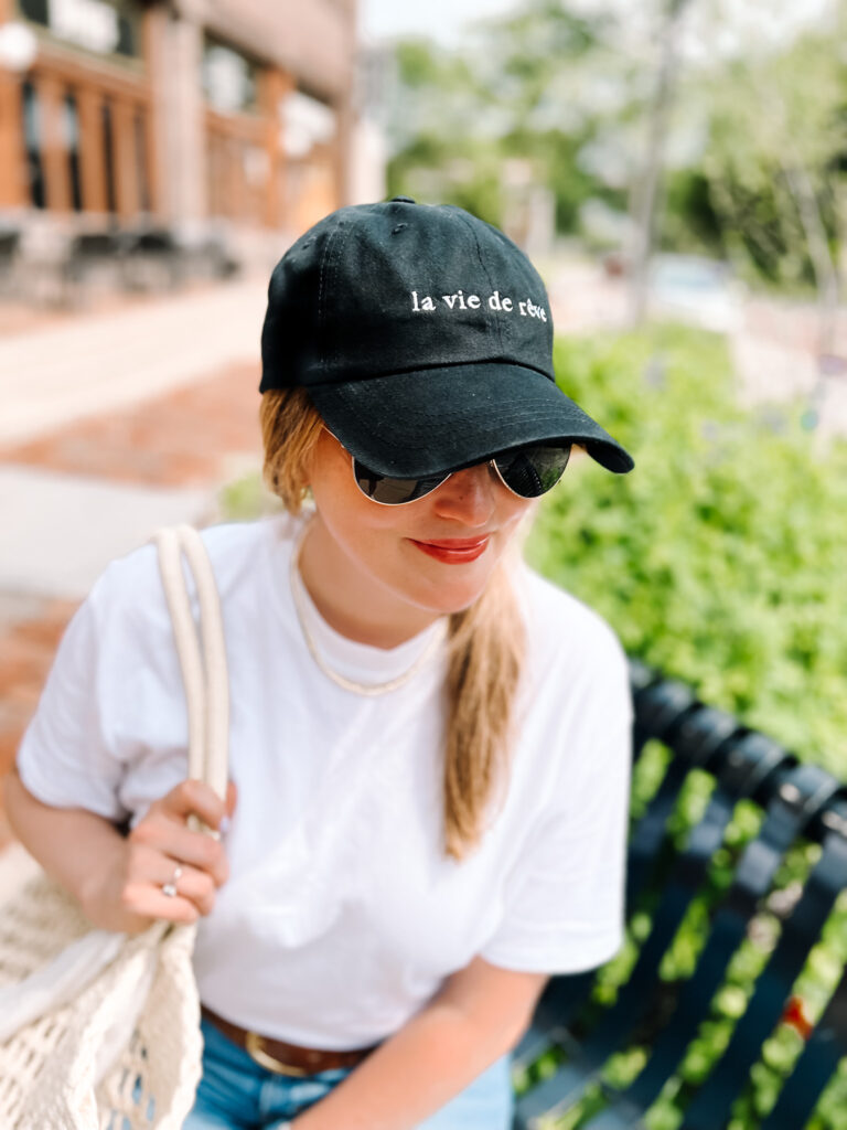 French Hat La Vie De Rêve Baseball Hat with Female Model