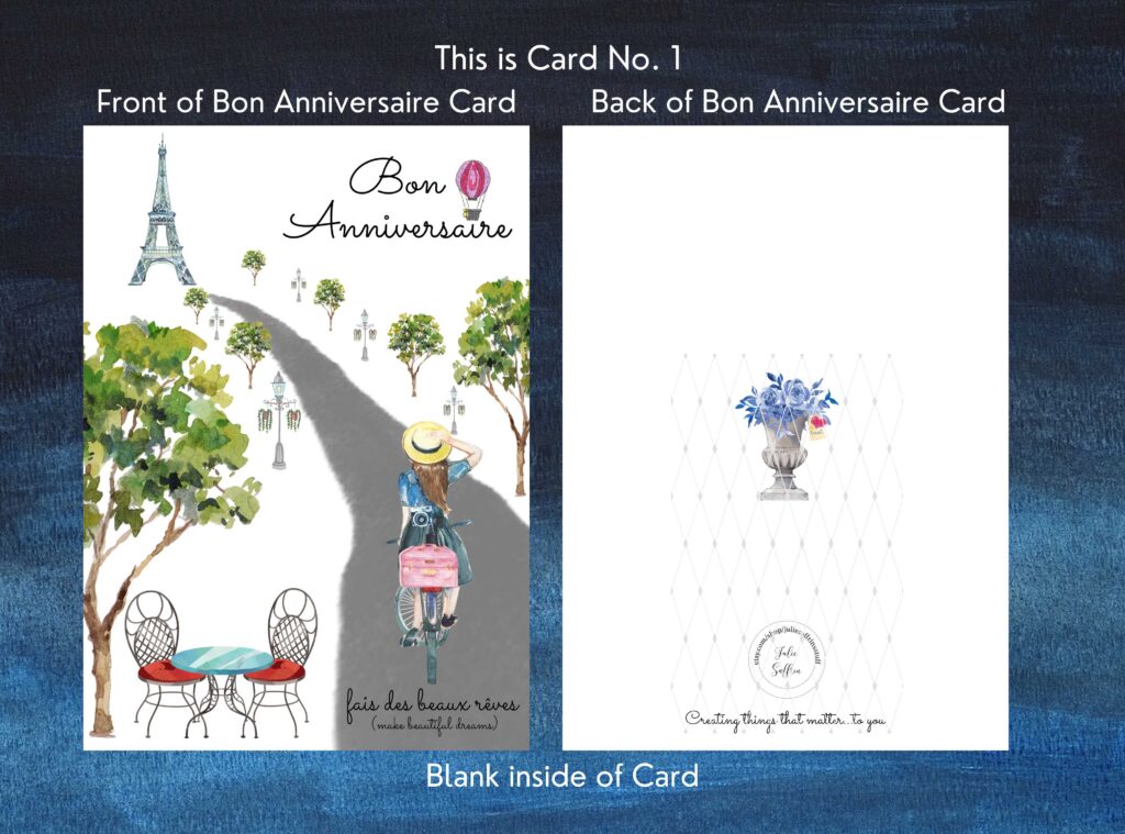 Front and back of Bon Anniversaire Card 1 low res