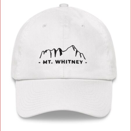 Mt. Whitney Hat in white with black outline