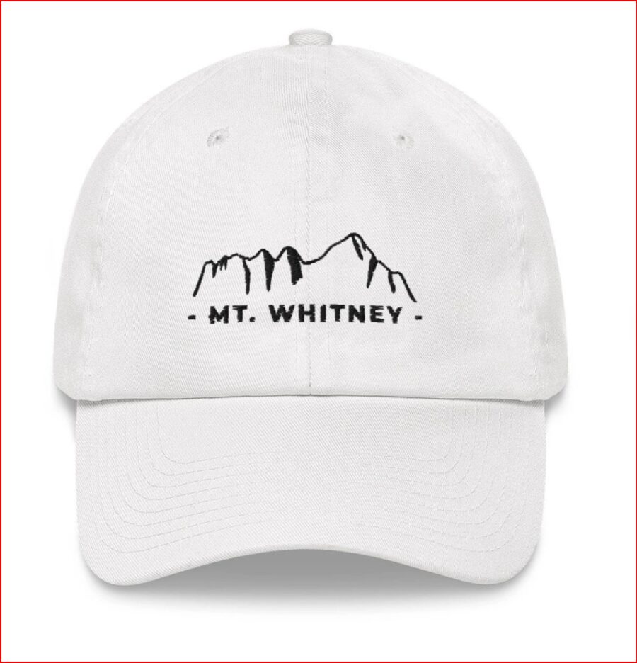 Mt. Whitney Hat in white with black outline