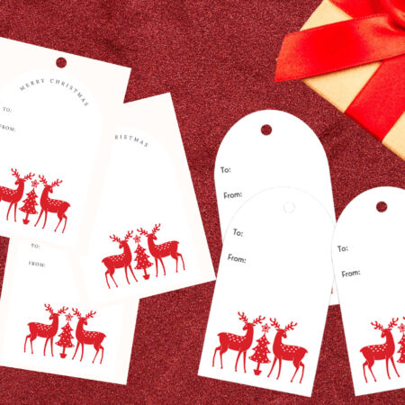 Red and White Scandinavian Gift Tags