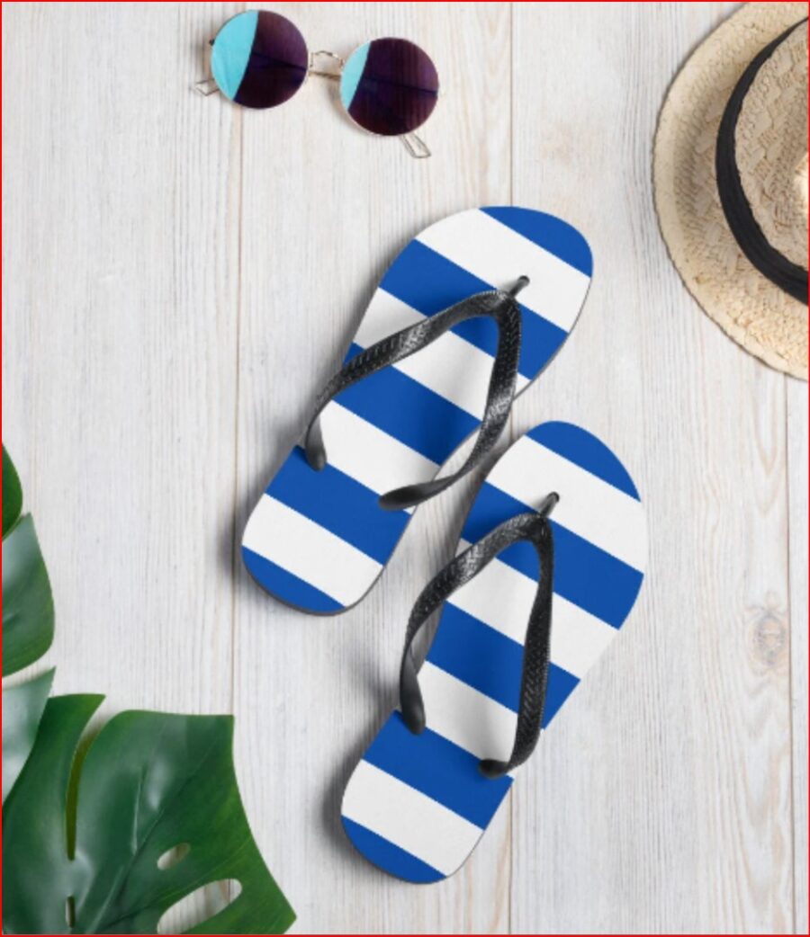 Blue and White Striped Sandals