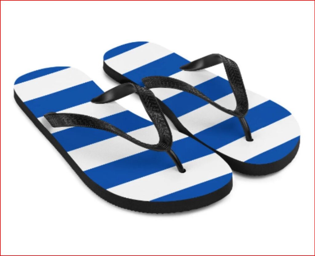 Blue and White Sandals facing right