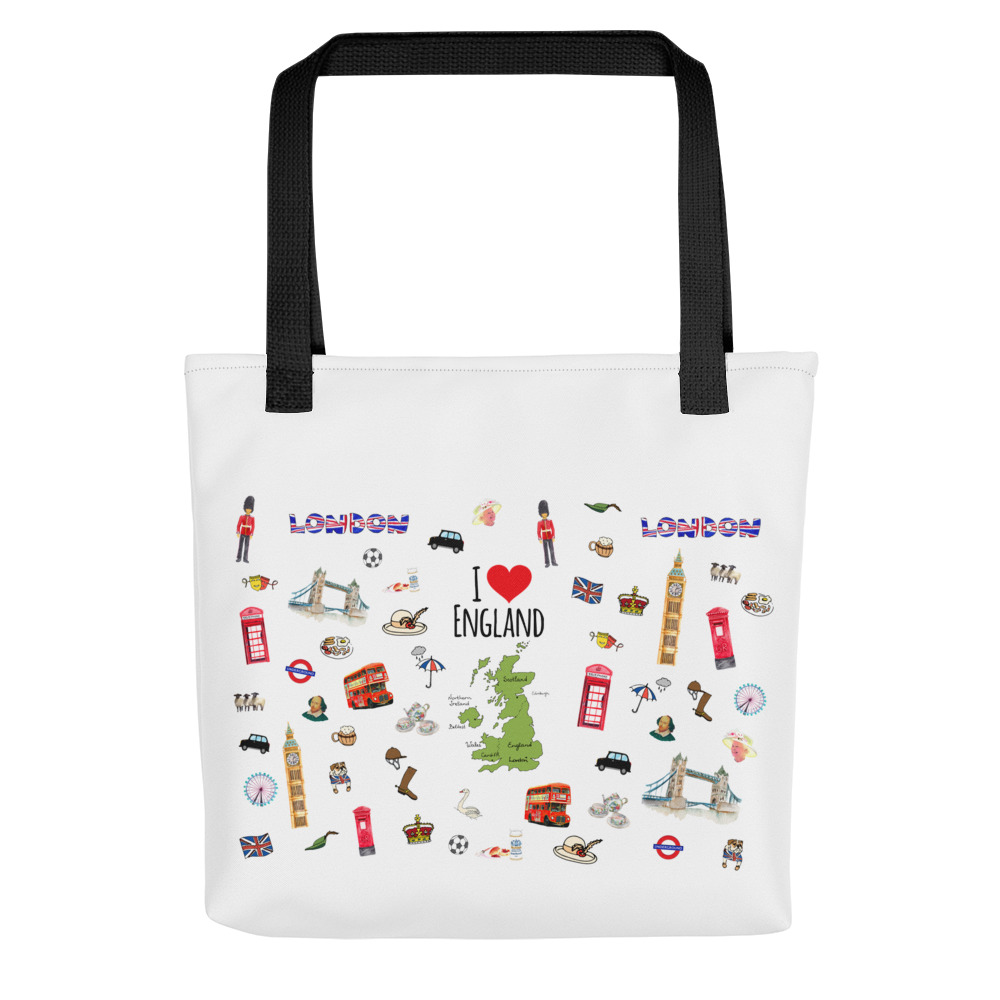 British Tote Bag with Black Handles