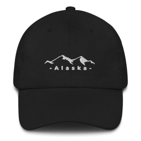 Alaska Black Hat with upper and lowercase letters