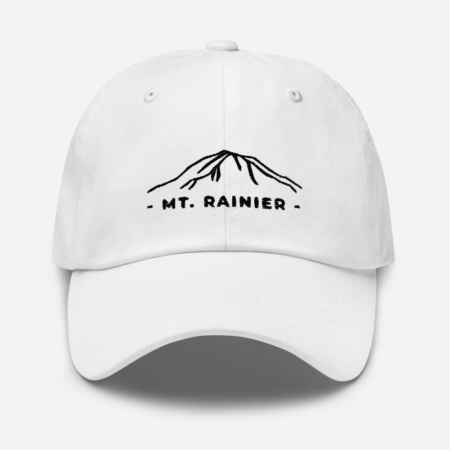 Mt. Rainier White Hat with Black Letters Product Image