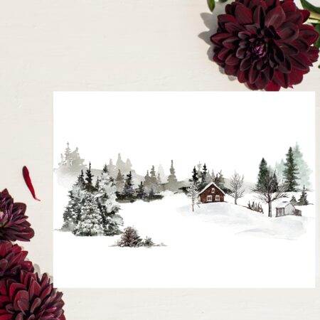 Winter Postcards of just nature with red mums