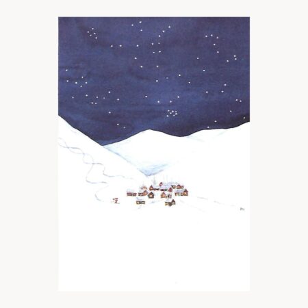 Two Swedish Snowy Mountain Village Cards, Die Cut Pia Malmros, Made in Sweden, Svensk jul, Watercolor Card, Free Shipping