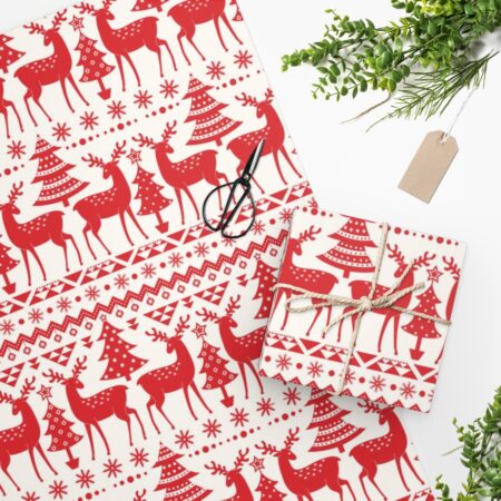 Scandinavian REd White Wrapping Paper